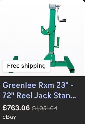 Priced To Sell Greenlee RXM Stand, Reel, 6000 Lb Capacity Per Set, Steel Green.