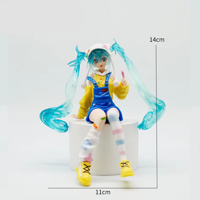 Kawaii Virtual Singer Rabbit Ear Pajamas Action Figure 14cm PVC Model Toy Gift