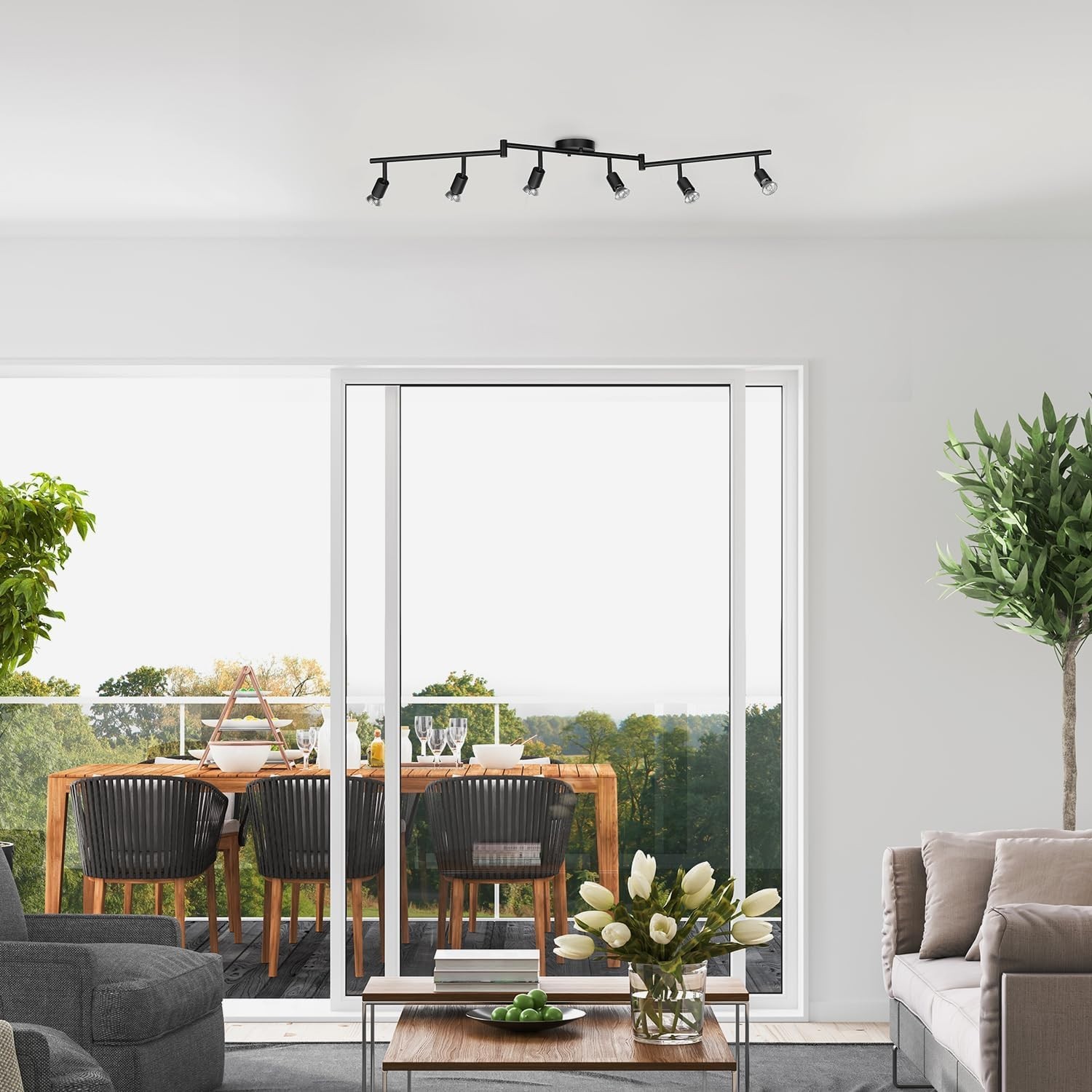 Customizable 6-Light Track Lighting Kit - Foldable Design, Ideal for Indoor Use