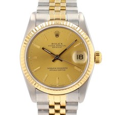 Rolex Datejust 68273 31mm Mid-Size Champagne Index 18KY Gold Steel Auto Watch