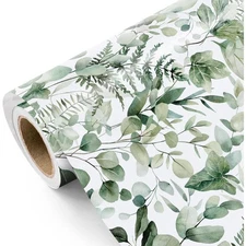 Eucalyptus Leaves Wrapping Paper Roll Greenery Gift Wrap for Birthday Wedding
