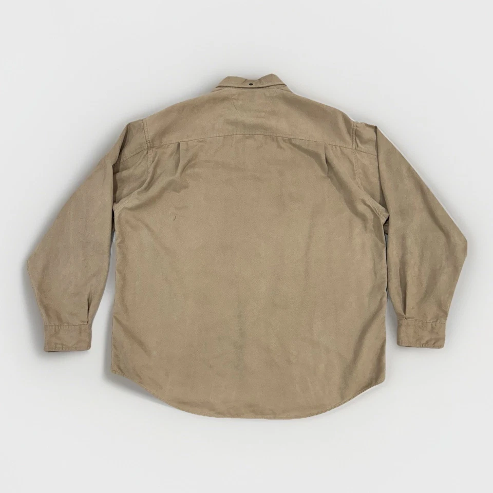 Camisa de Colección Harley Davidson Botón a Presión Manga Larga Para Hombre XL Beige Imitación Gamuza Foto 3 de 4