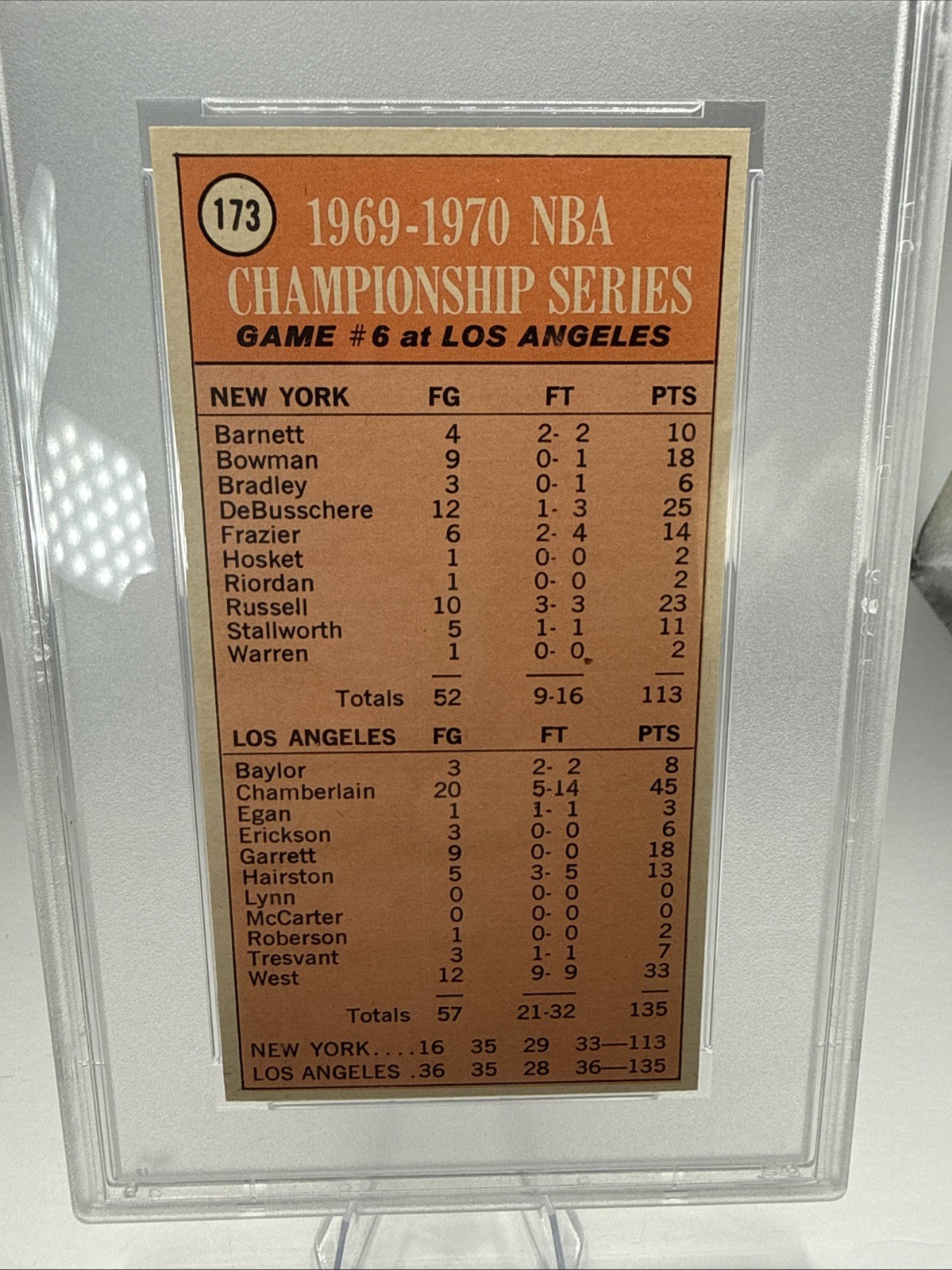 1970 Topps WILT CHAMBERLAIN Playoff Game 6 #173 PSA 8 NM-MT "RARE" view 3