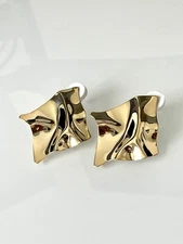 14K Gold Plated Wavy Modern Earrings