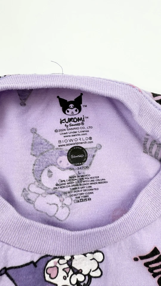 Linda Camisa Kuromi Mujer Grande Púrpura Sanrio Bioworld Estampado Kawaii 2024 Foto 2 de 4