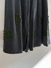 KAPITAL Cotton Linen Striped Gaucho Pants Wide Pants Black/White Embroidery M