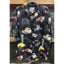 Men’s Vtg Paradise Found Hawaii Cars Hot Rods Short Sleeve Shirt Size L *B4