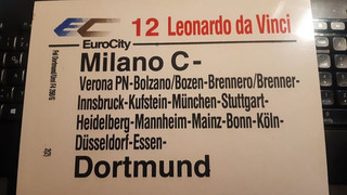 Altes Eisenbahnschild DB EC 12 Leonardo da Vinci Milano C Dortmund
