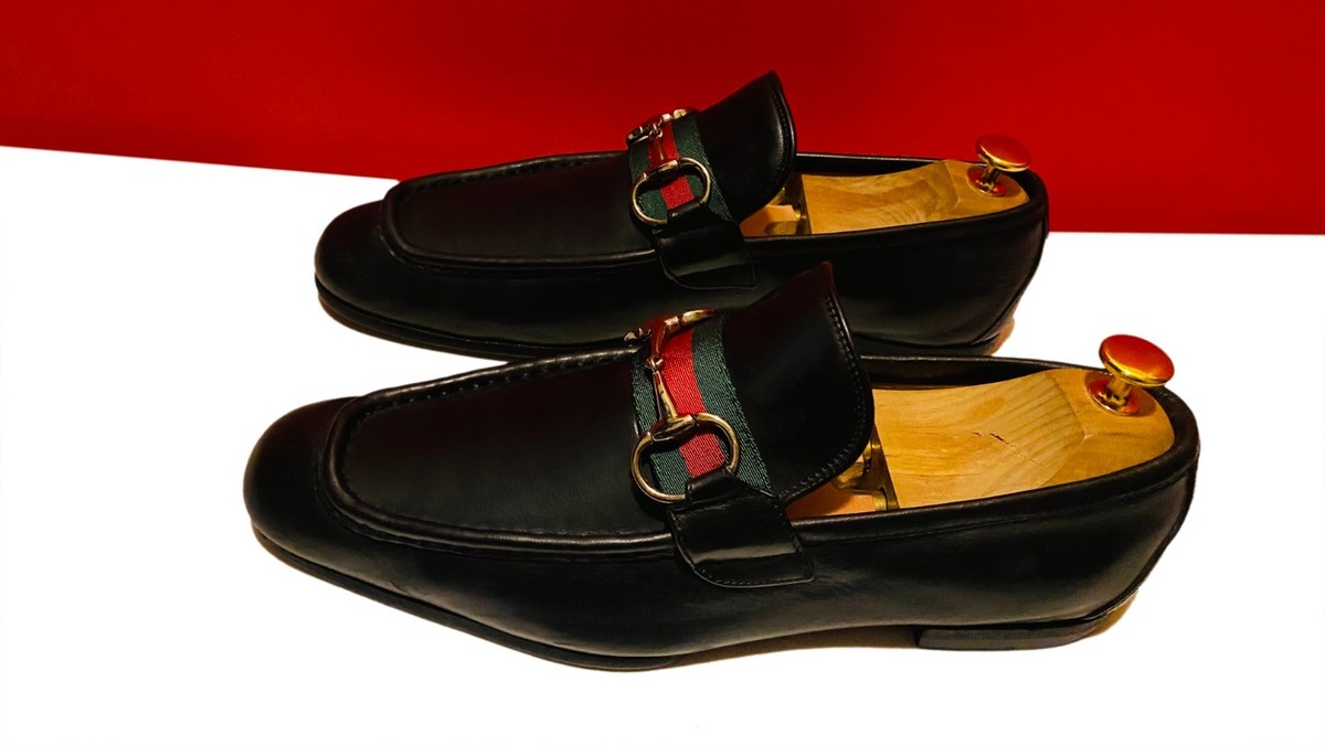 $1089.00!!GUCCI MEN TOM FORD SILVER BITS BLACK SHOES LOAFERS