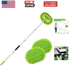 62" Car Wash Brush Kit Mitt Mop Sponge with Long Handle Chenille Microfiber C...