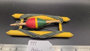 999 Vintage Old Stock Hand held Fishing Line/ Wood Bobbers on Winder