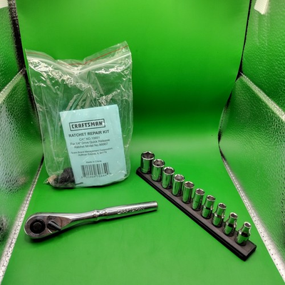 #ad Craftsman 99967 1 4 Drive Ratchet w 10pc SAE Socket Set amp; Extra Rebuild Kit $59.99