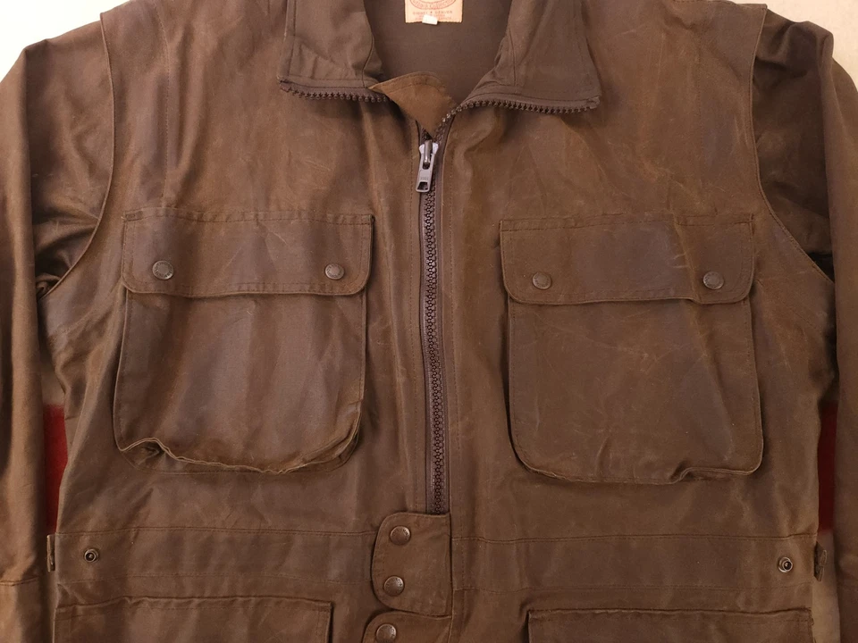 Australian Outback Collection Waxed Cotton Oilskin 2 in 1 Field Jacket Vest Lg - Image 4 of 4