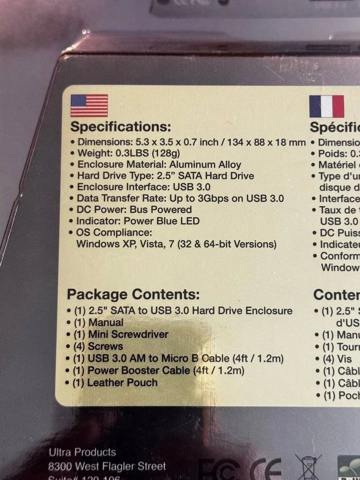 Ultra Aluminus Hard Drive Enclosure 2.5" SATA to USB 3.0 - Image 3 of 3