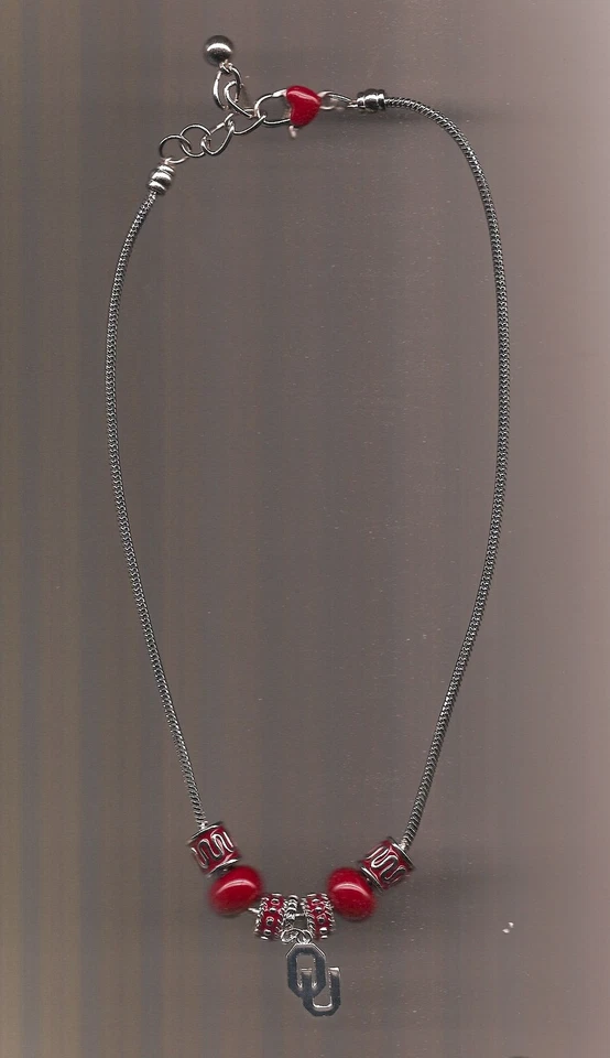 Nuevo Collar OU Oklahoma Sooners OU Logo Cuentas Moda con Cierre Ajustable Foto 2 de 2