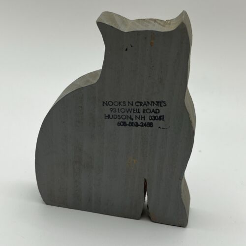 Holz handgefertigt handbemalt kleine Katze Kätzchen Regal Sitter schwarz grau - Bild 2 von 3
