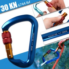 30KN Outdoor Rock Climbing Aluminum Alloy Carabiner Screw Locking D-Shape Hook
