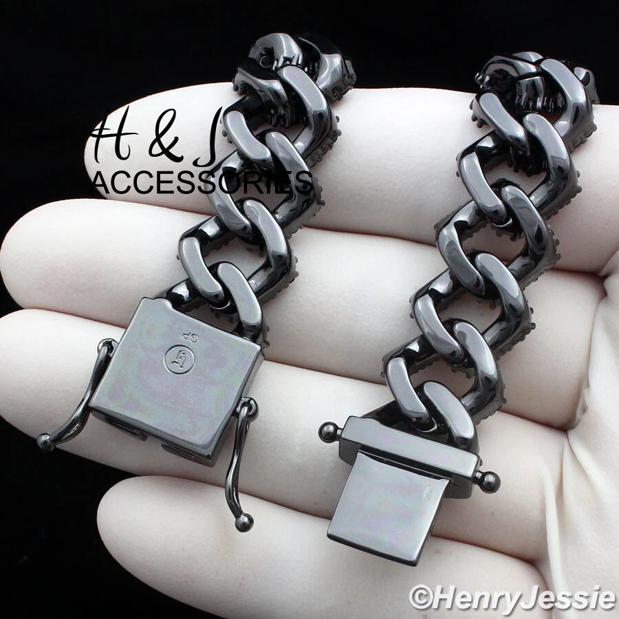 COLLAR MIAMI CUBAN BORDILLO 18-24" CHAPADO EN ORO NEGRO 14K ICY BLING CIRC 14MM*BBN6 Foto 4 de 4