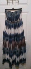 NWT Banana Republic Organza Blue White Tie Dye Strapless Maxi Dress Size 0