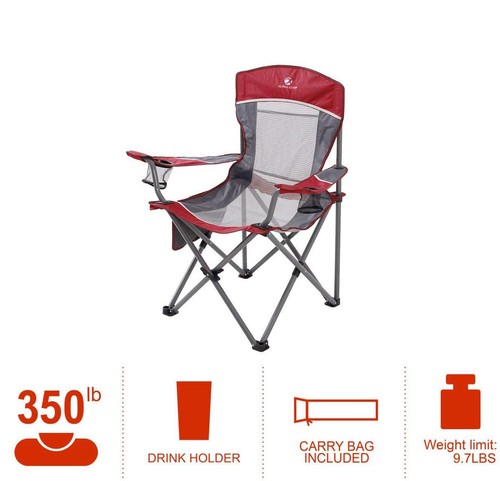 Oversized Camping Chair Folding with Cup Holder Heavy Duty Portable Beach Chair - Picture 5 of 8