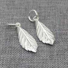 6pcs of 925 Sterling Silver Shiny Leaf Charms Nature Tree Leaf Pendant