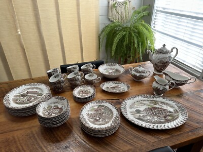 50 Piece Vintage Heritage Hall Ironstone Dinner Coffe Set