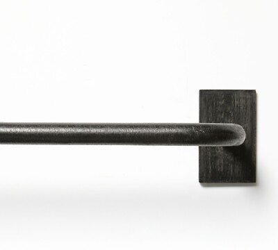 Pottery Barn Cast Iron Black Curtain Rod & Wall Bracket 0.75'' 96 - 120'' $134