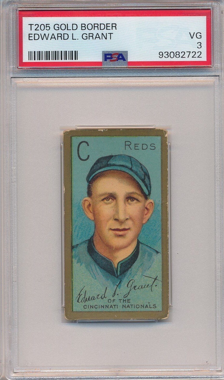 1911 T205 PIEDMONT -EDWARD L. GRANT -PSA 3 VG (SVSC) FRESHLY GRADED-SHORT PRINT!