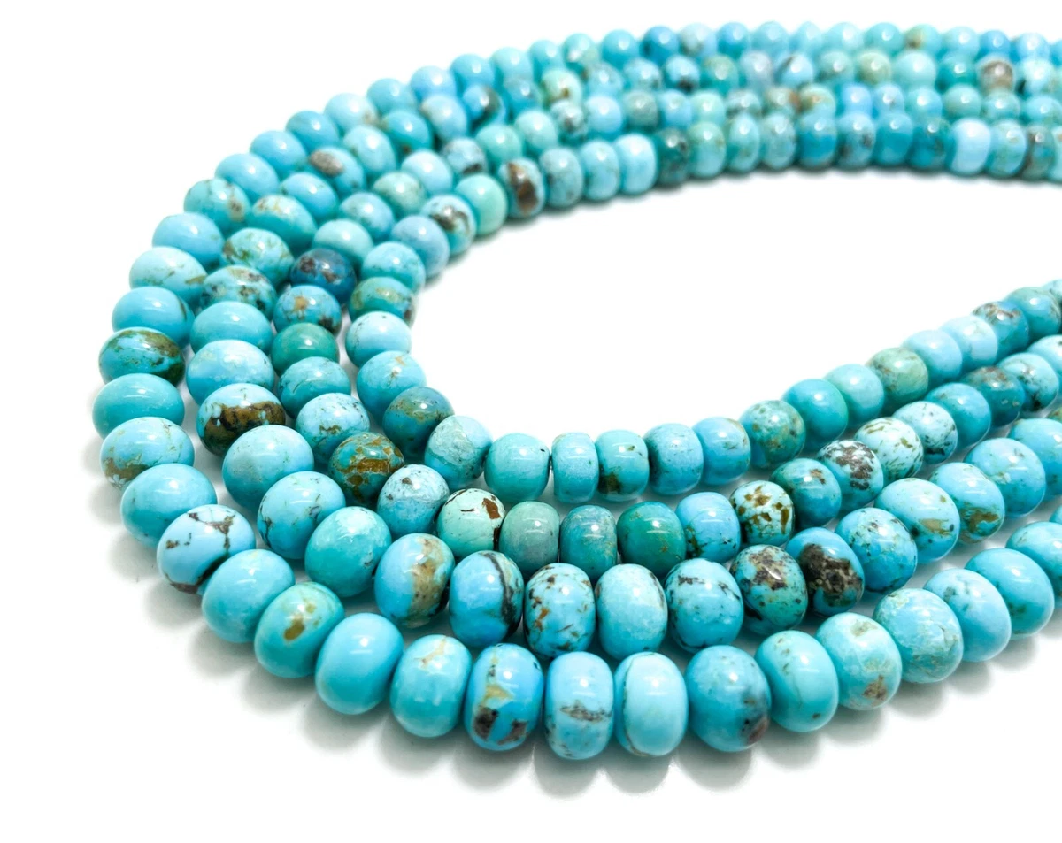 Genuine Natural Arizona Blue Turquoise Polished Rondelle Gemstone Beads  PGS368