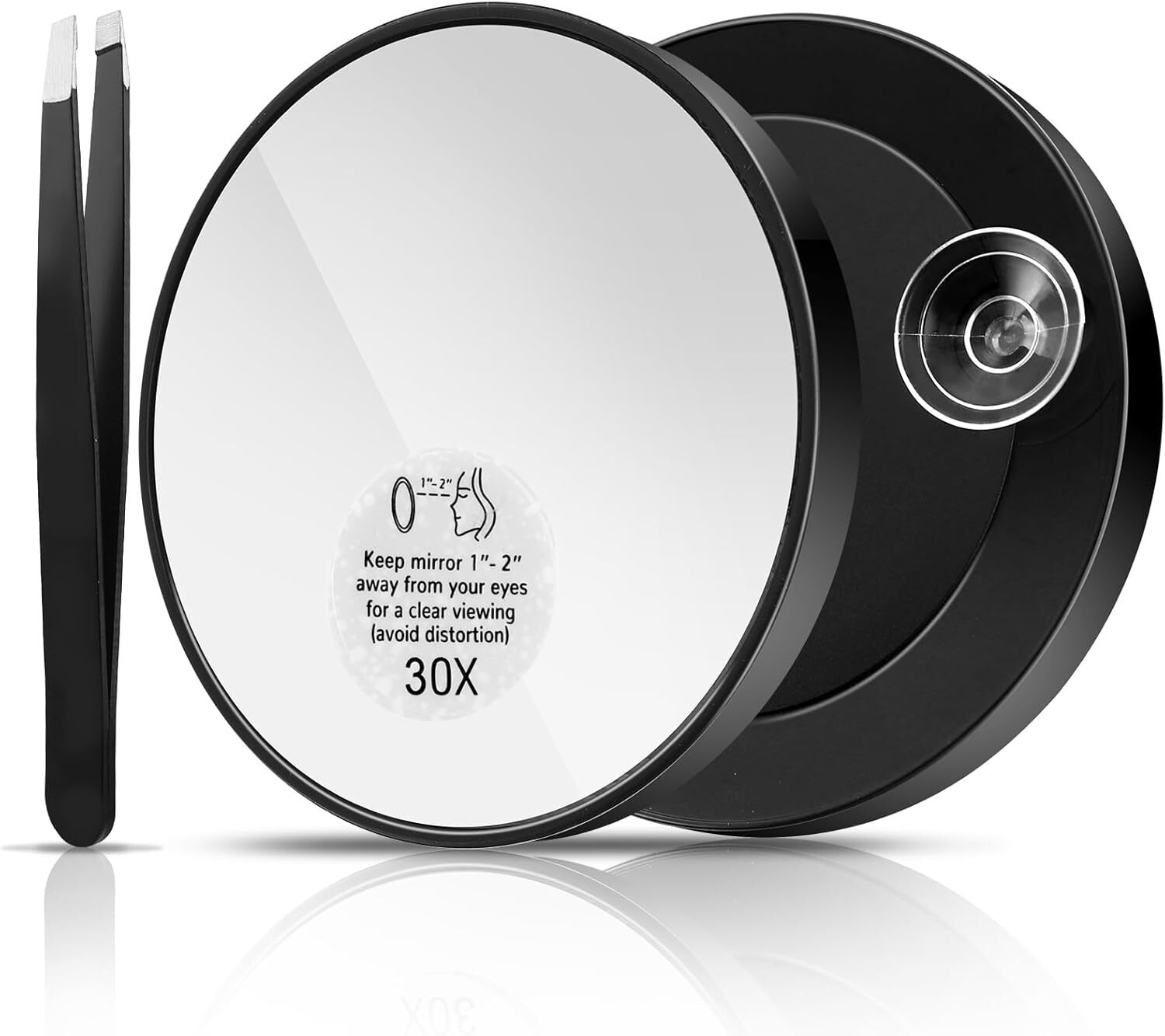 cobee Magnifying Mirror,30X Handheld Mirror with Suction Cup and 1 Black