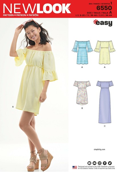 New Look 6550 Misses' Rabatt Schulter Kleid NäHen Muster 3 Stile GrößEn 8 - 20-image