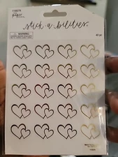 PAPER STUDIO 2 PC Gold Foil Hearts Stickers  Wedding Seal Love ST1
