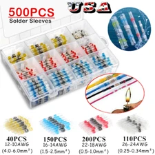 500/160Pcs Waterproof Solder Seal Sleeve Heat Shrink Wire Terminal Connector Kit