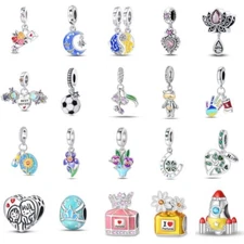 KUNSIR 925 Sterling Silver Charms For Bracelets Flower Dangle Pendant DIY Gifts