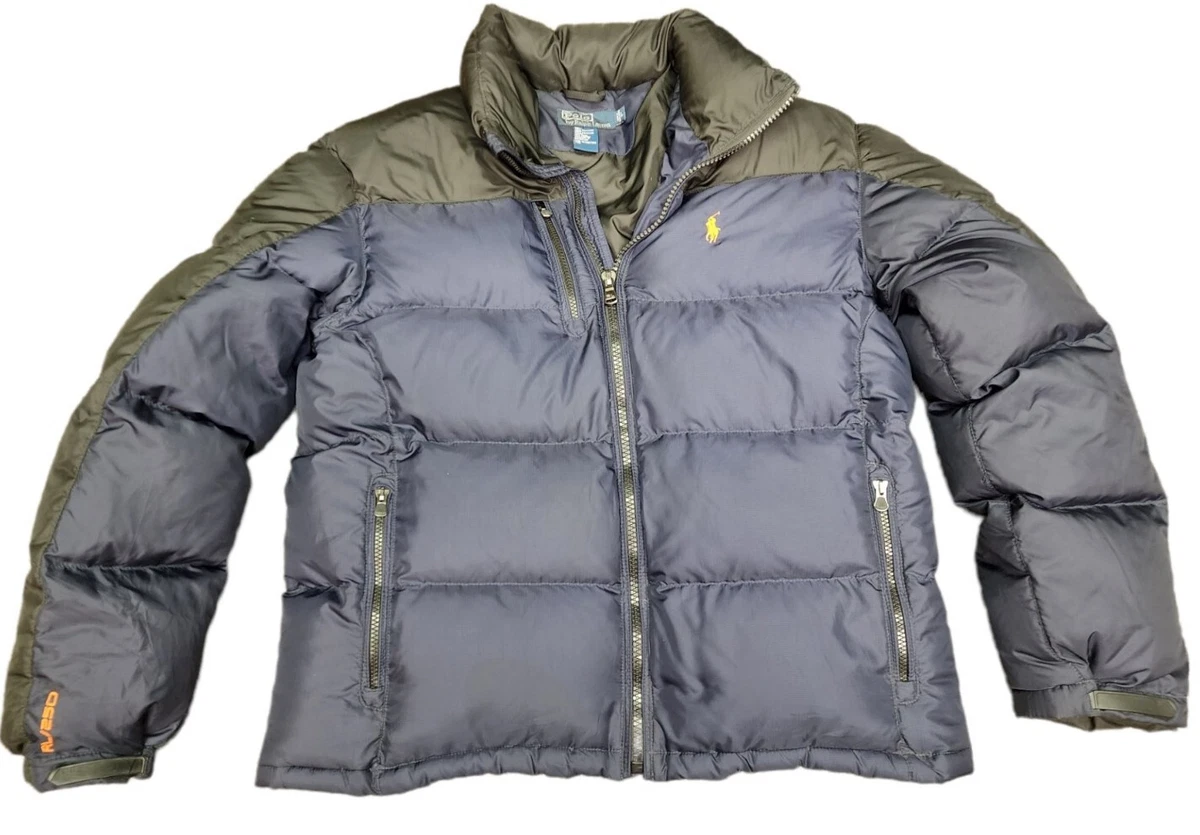 Polo Ralph Lauren Mens Size L Navy Blue BLK Down Filled Puffer Jacket RL 250