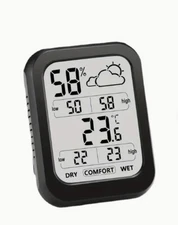 Outdoor- IndoorThermometer W/ High Low of The Day Humidity LCD + Hygrometer