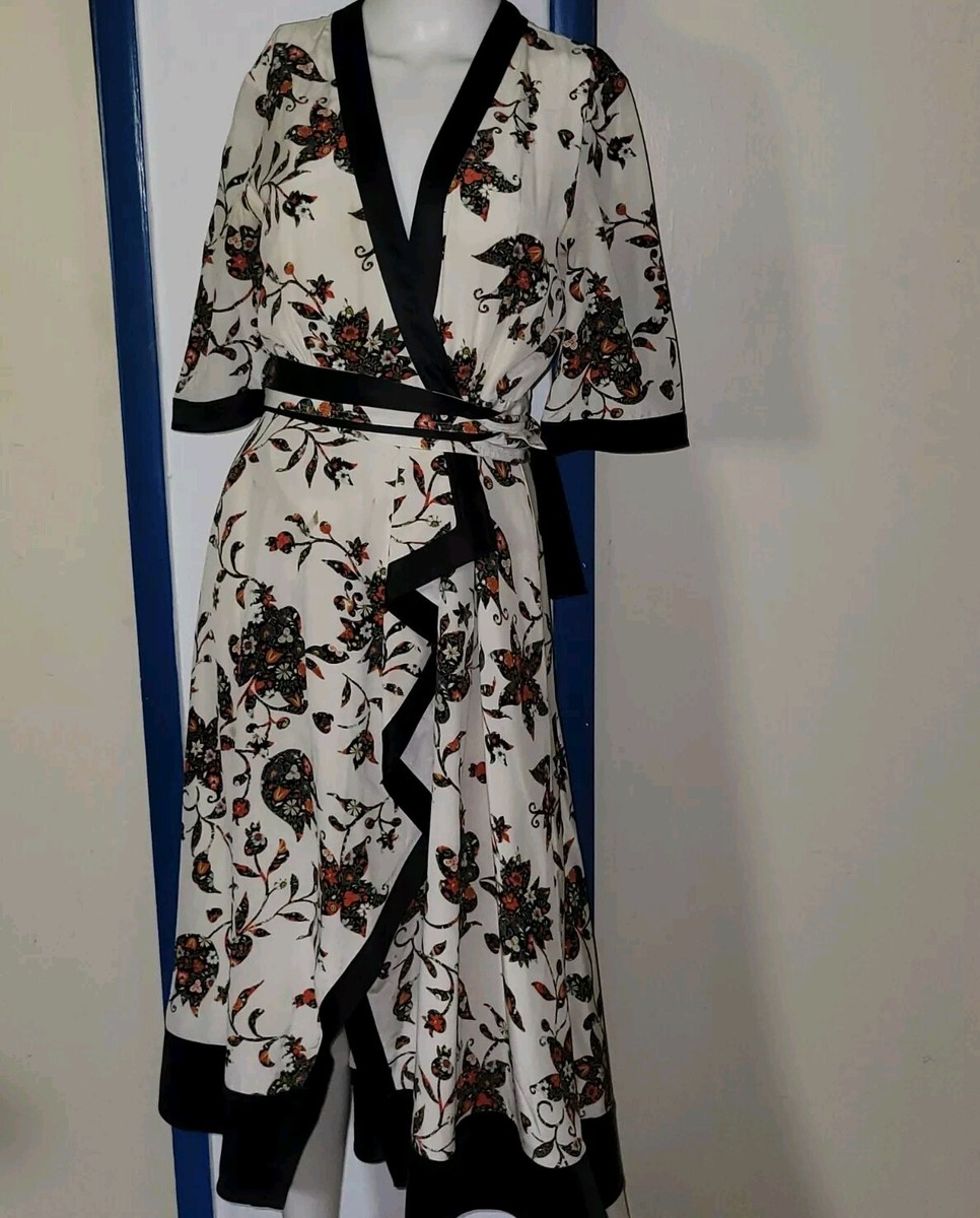 Tory Burch Printed Wrap Silk Dress Sacred Floral 4 New Ivory