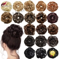 Curly Hair Bun Messy Rose Piece Updo Scrunchie Natural As Human Hair Extensions