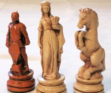 TALL AUSTRIAN RENAISSANCE CHESS MEN - HAND MADE SET - K=4.5" (maple/bone) 699