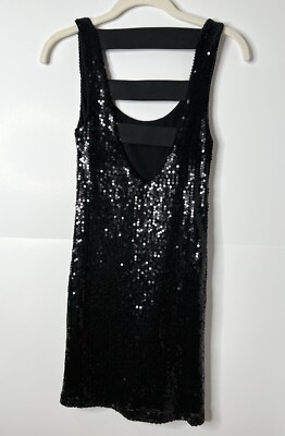 MONTEAU WOMEN BLACK SEQUIN DRESS STRAPPY BACK SEXY DRESS Size S | eBay