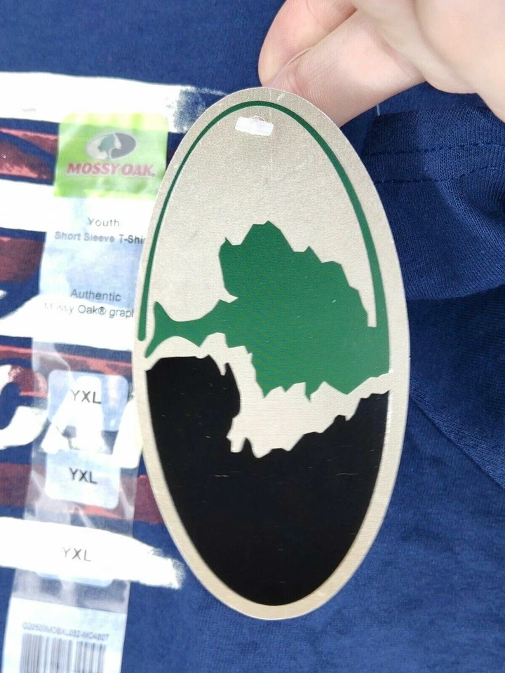 NWT Mossy Oak Youth Boys Size XL Navy Blue 100% Cotton Graphic Logo T-Shirt - Image 4 of 4