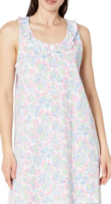 Ralph Lauren Women's Multi Sleeveless Cotton Blend Floral Gown, Large