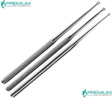 Surgical Buck Ear Blunt Curettes #1, #2, #3 Straight 6.5" ENT 3 Pcs Instruments