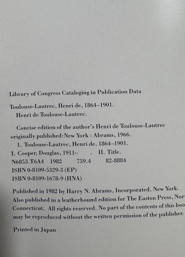 EASTON PRESS - TOULOUSE-LAUTREC by Doug Cooper - 1st Edition Thus/1st LEATHER - Picture 7 of 14