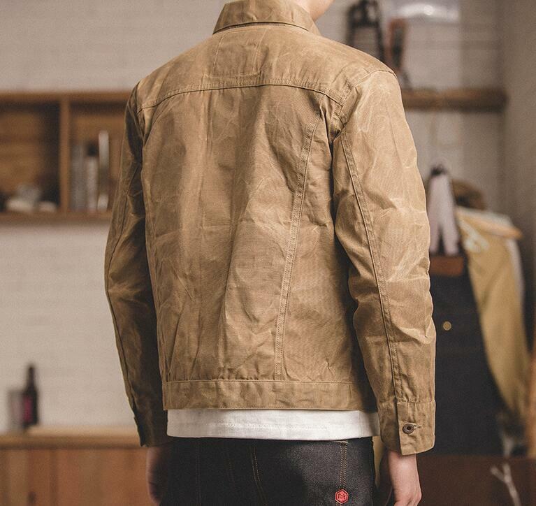 2024 Young Mens Retro Oil Wax Canvas Slim Fit Jackets Combat 2024 Young Mens Retro Oil Wax Canvas Slim Fit Jackets Combat