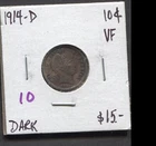 1914(D)-Barber Dime- VF- Dark