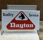 VINTAGE RARE METAL DAYTON TIRE RACK DISPLAY SIGNS GASOLINE OIL