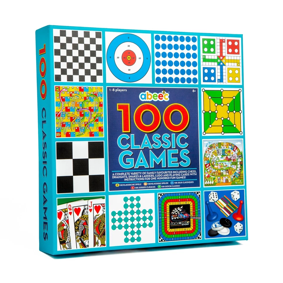 100 Classic Games Compendium | Collection of Classic Family Board Games