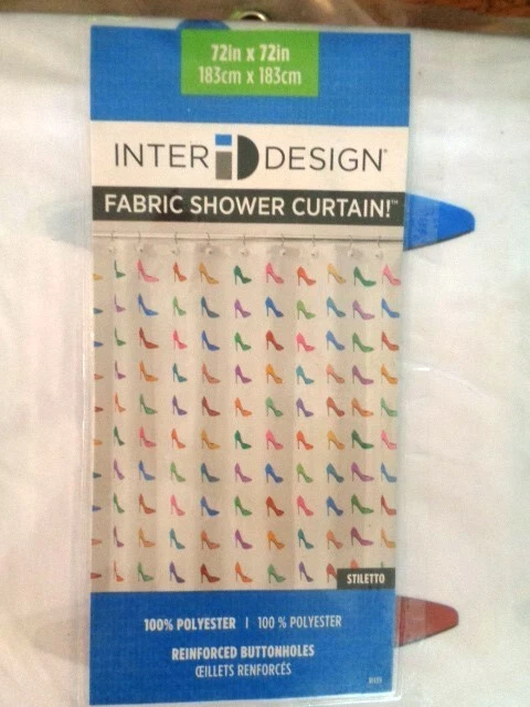 Cortina de Ducha Colorido Tacón Alto Stiletto Zapatos 72" Tela ID InterDesign NUEVO Foto 4 de 4