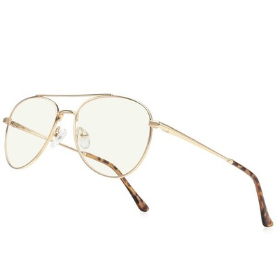 NIB- RB.Pilot Blue Light Aviator Reading Glasses Metal Frame w/Hard Case - 1.75x